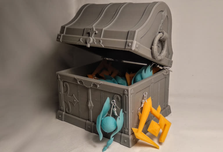 3D printed treasure box and jewelry designed by Ángel