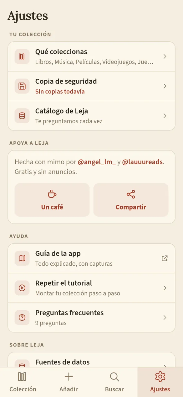 El principio de los ajustes de Leja, con el botón para invitar a un café